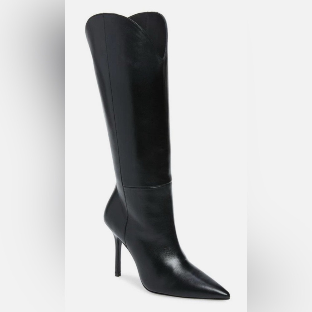 Stuart Weitzman OUTSIDER WESTERN KNEE HIGH Black Leather Heel Boots $850 9.5